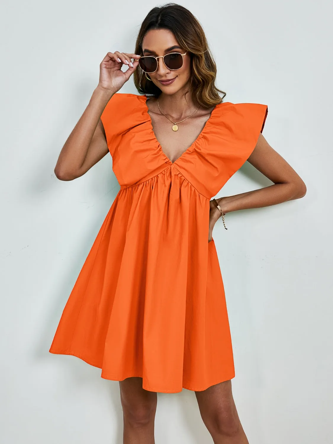 🌟 V-Neck Cap Sleeve Mini Dress 🌟