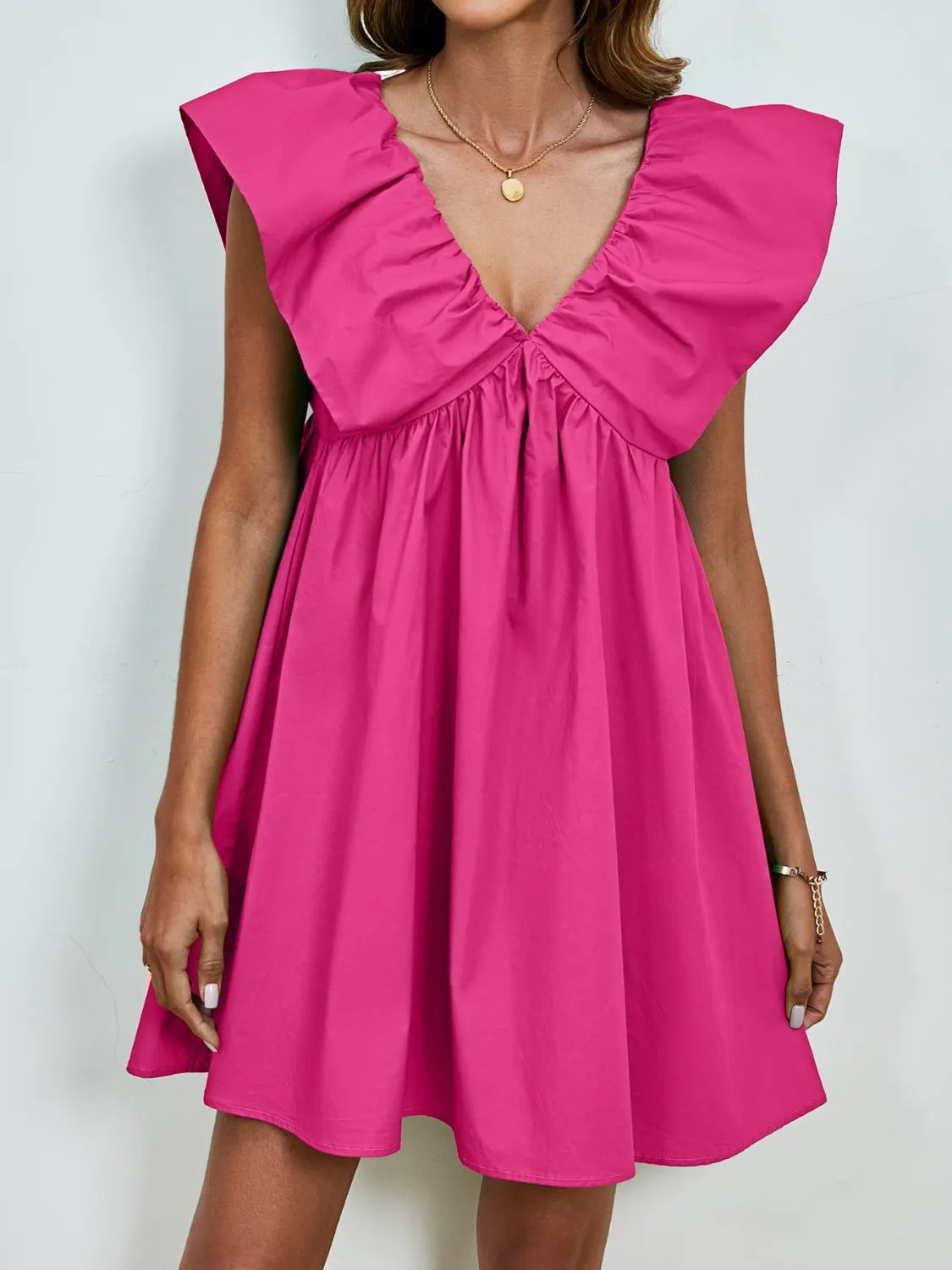 🌟 V-Neck Cap Sleeve Mini Dress 🌟