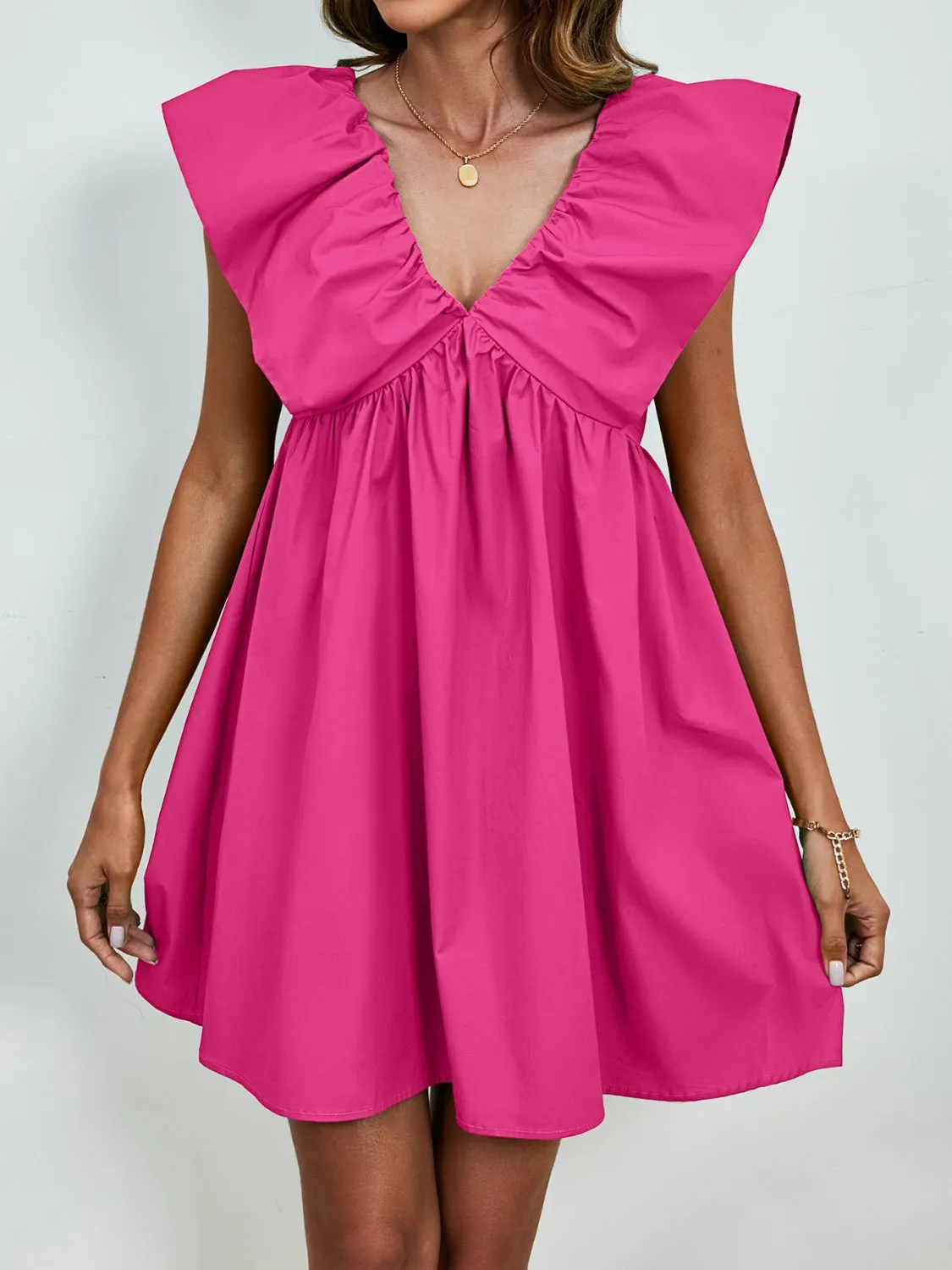 🌟 V-Neck Cap Sleeve Mini Dress 🌟
