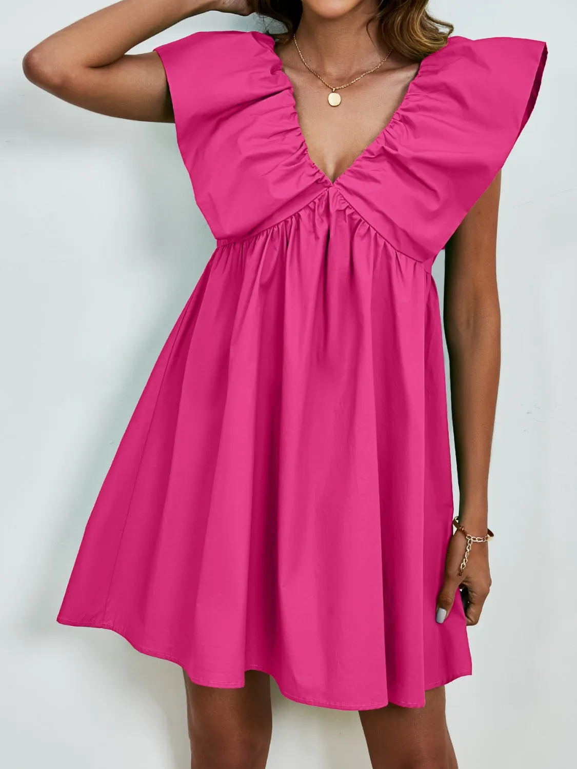 🌟 V-Neck Cap Sleeve Mini Dress 🌟