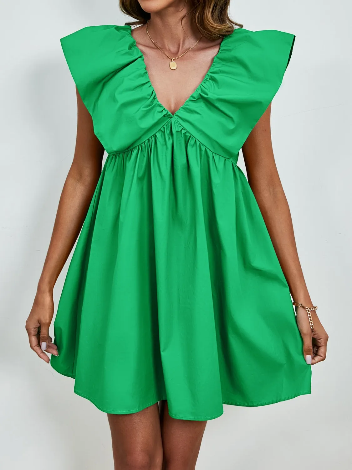 🌟 V-Neck Cap Sleeve Mini Dress 🌟