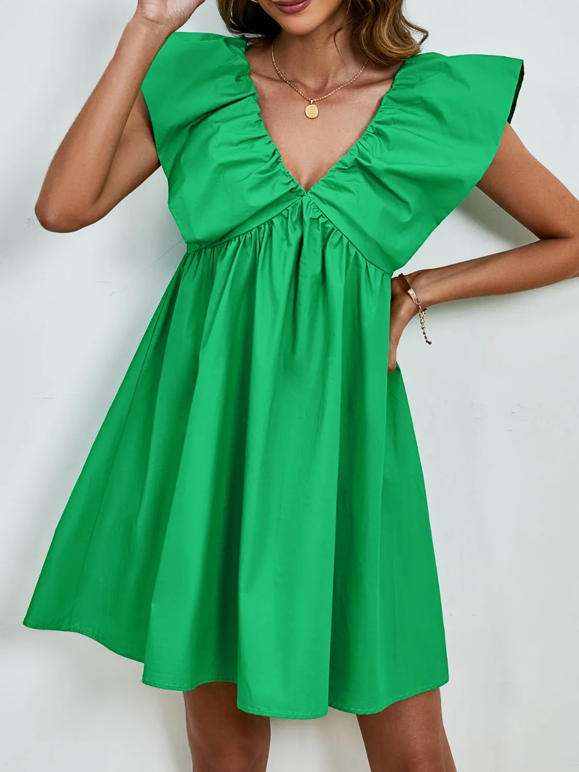 🌟 V-Neck Cap Sleeve Mini Dress 🌟