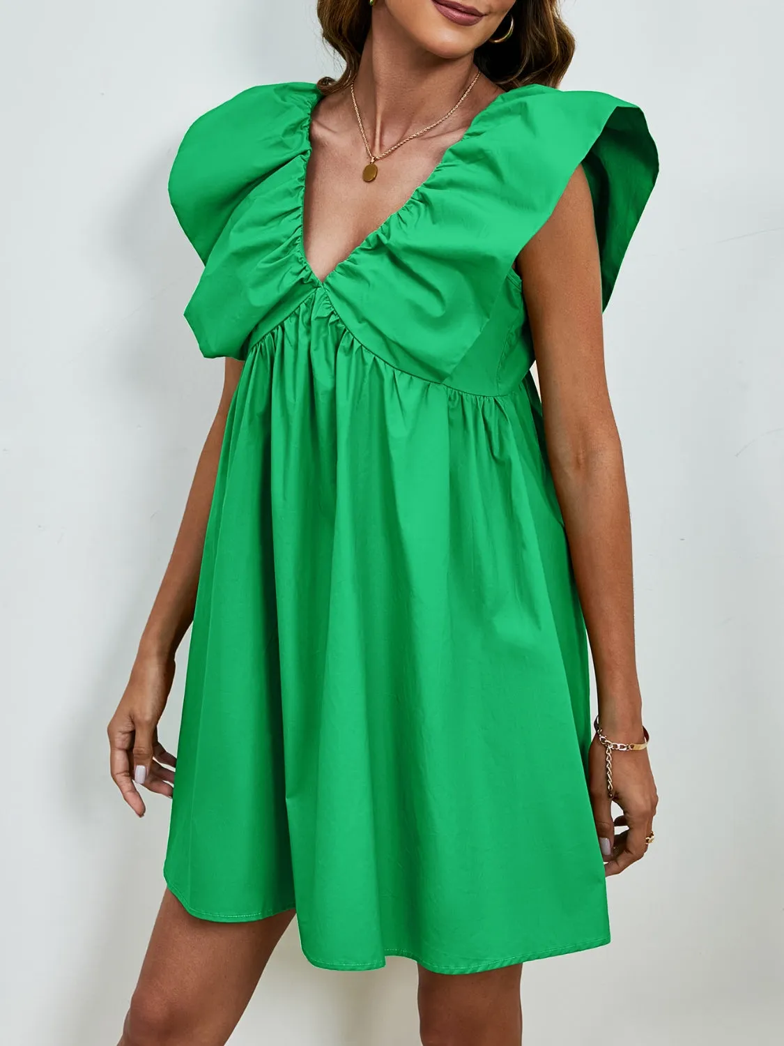 🌟 V-Neck Cap Sleeve Mini Dress 🌟