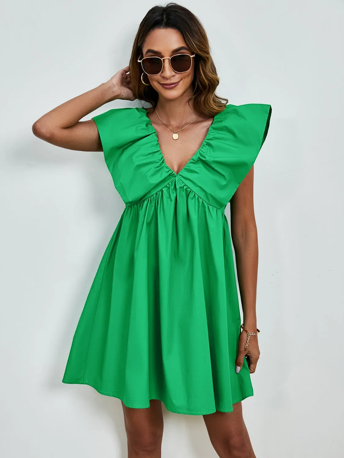 🌟 V-Neck Cap Sleeve Mini Dress 🌟