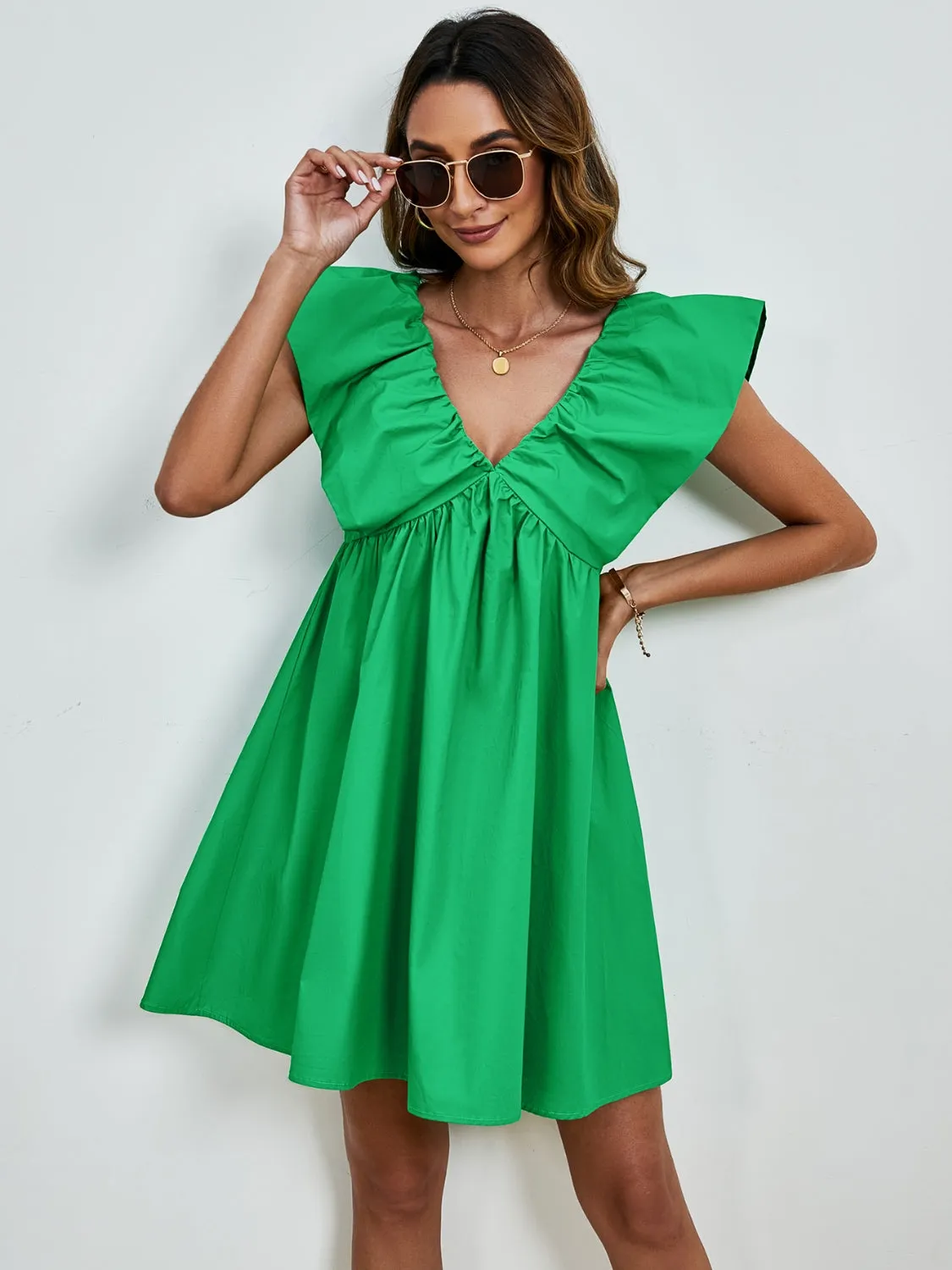 🌟 V-Neck Cap Sleeve Mini Dress 🌟