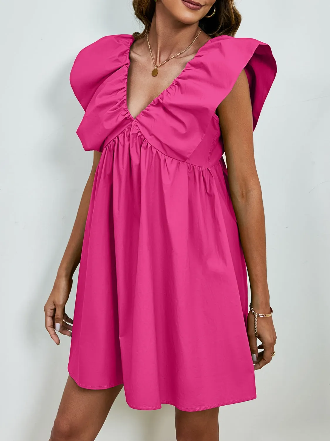 🌟 V-Neck Cap Sleeve Mini Dress 🌟