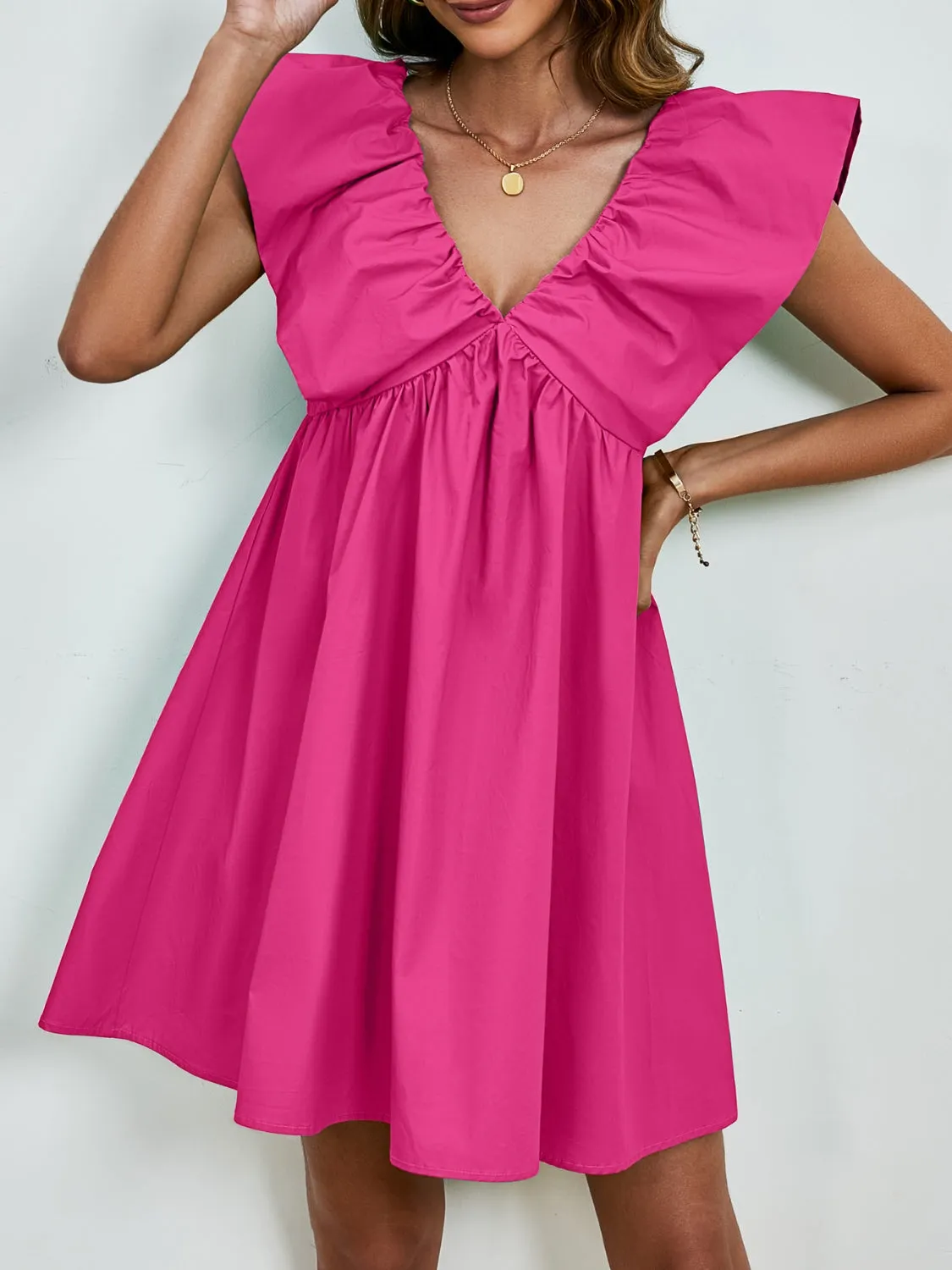 🌟 V-Neck Cap Sleeve Mini Dress 🌟