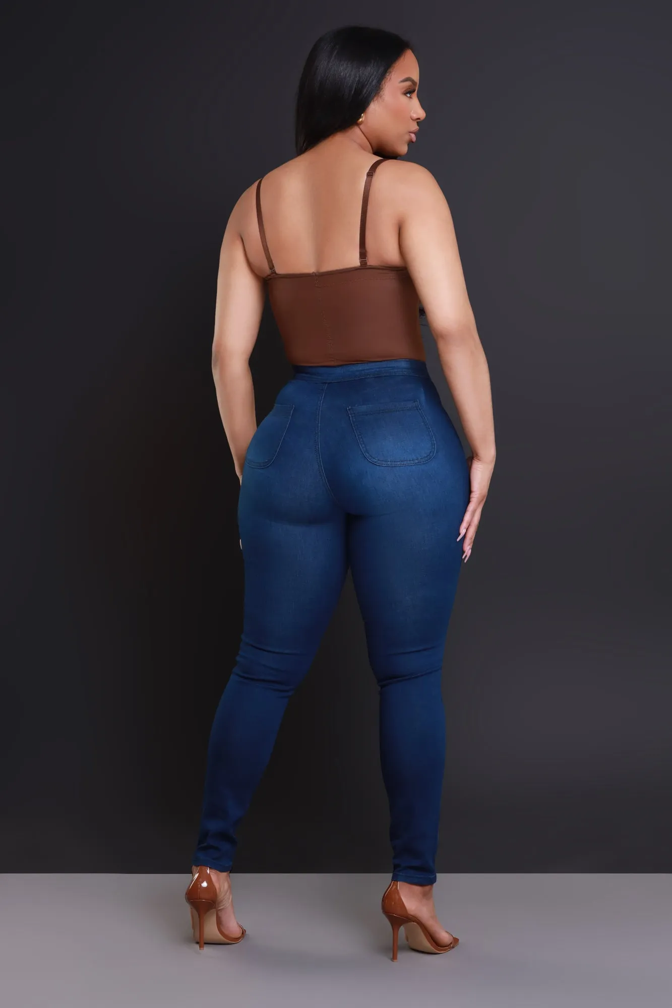 $15.99 Super Swank High Waist Stretchy Jeans - Dark Wash Denim