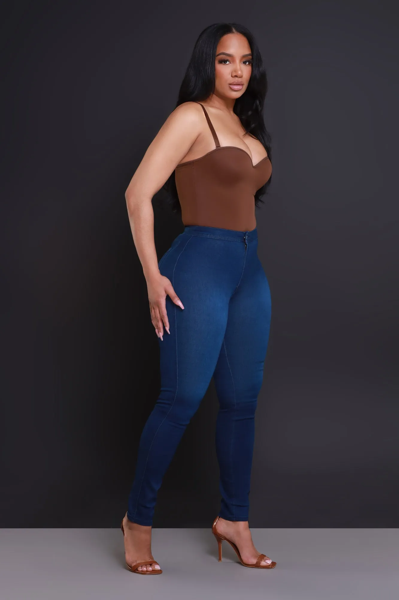 $15.99 Super Swank High Waist Stretchy Jeans - Dark Wash Denim