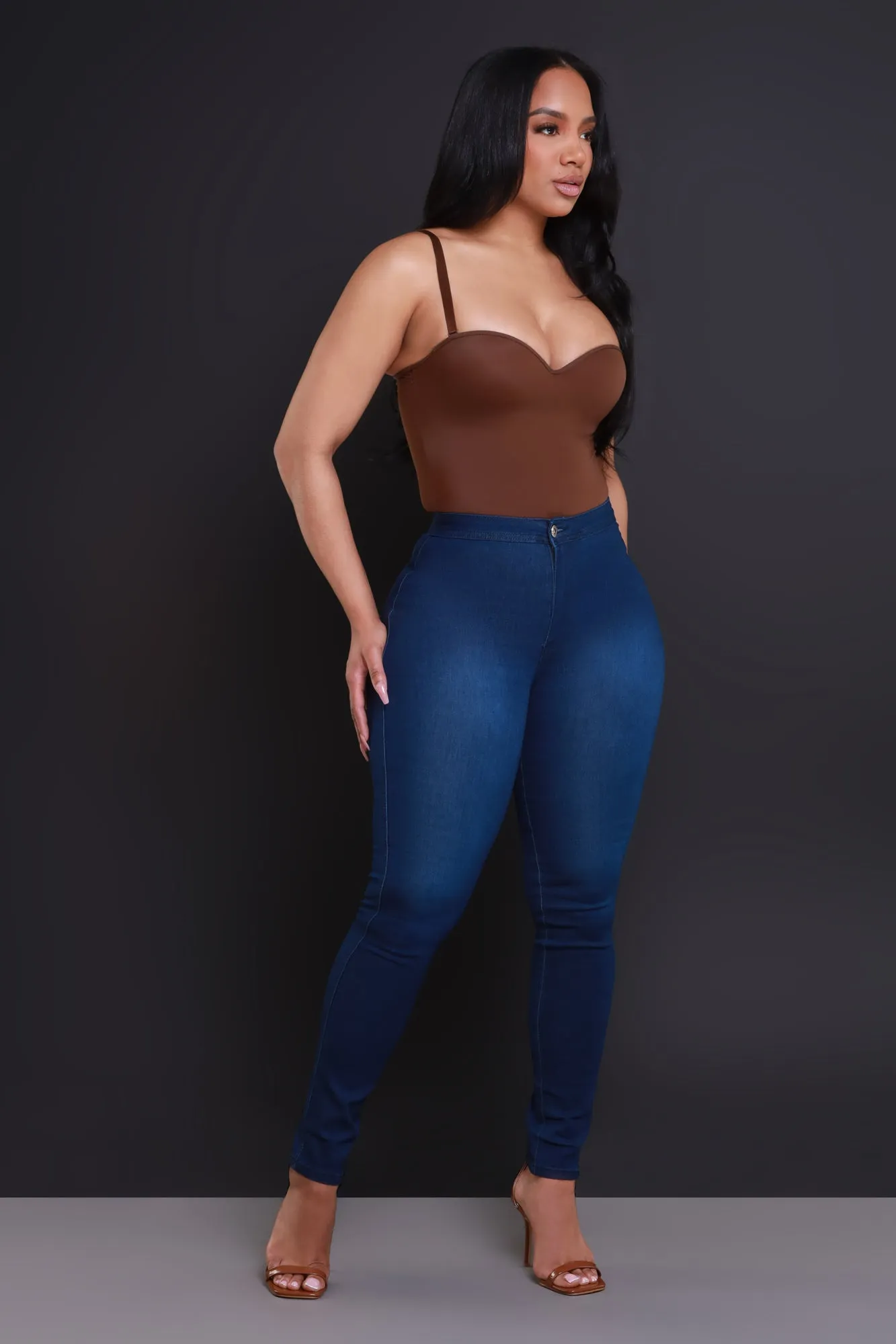 $15.99 Super Swank High Waist Stretchy Jeans - Dark Wash Denim