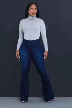 $5 Bing High Waist Stretchy Bell Bottom Jeans - Dark Wash
