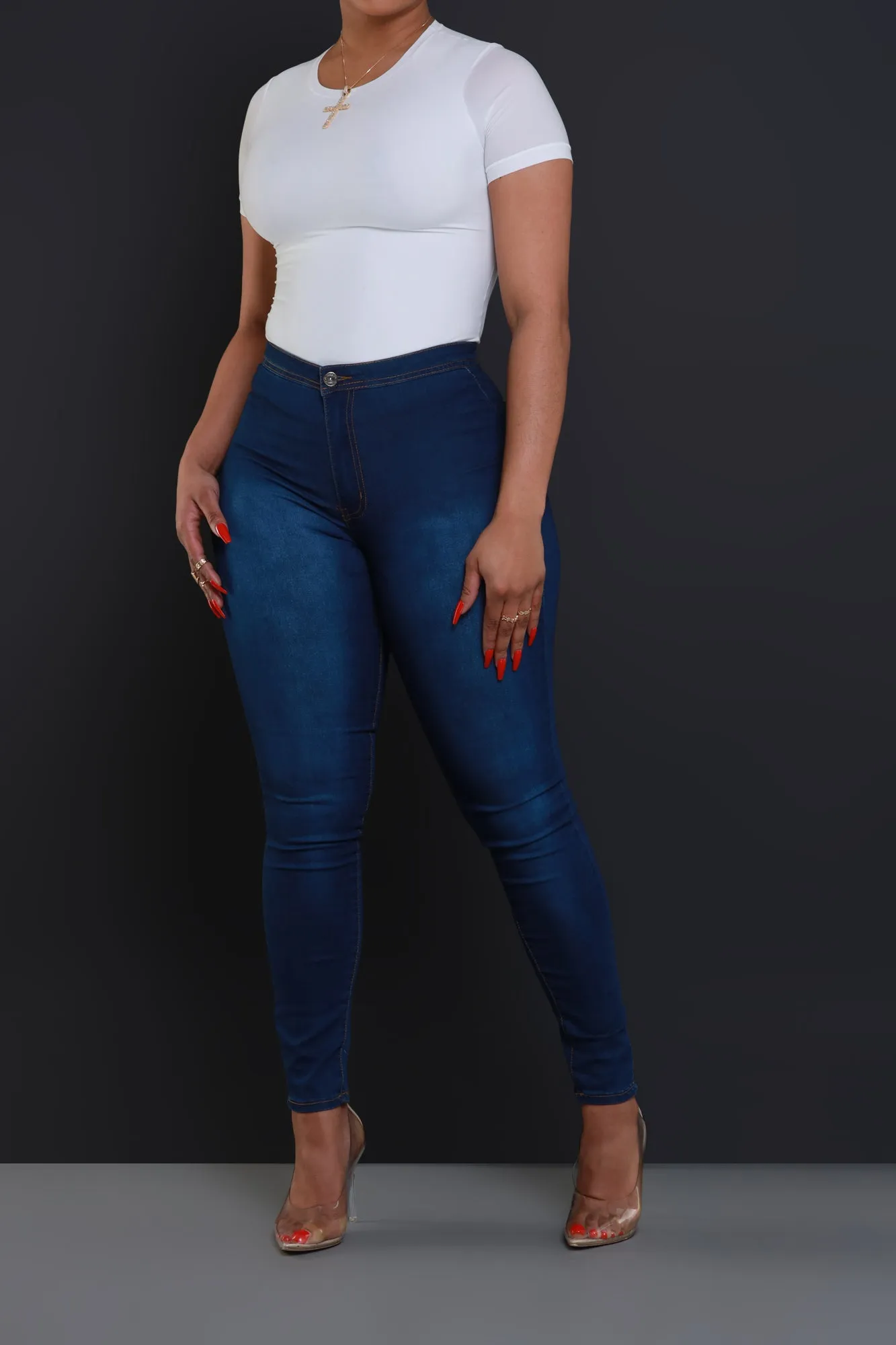 $5 Super Swank High Waist Stretchy Jeans - Medium Wash Denim