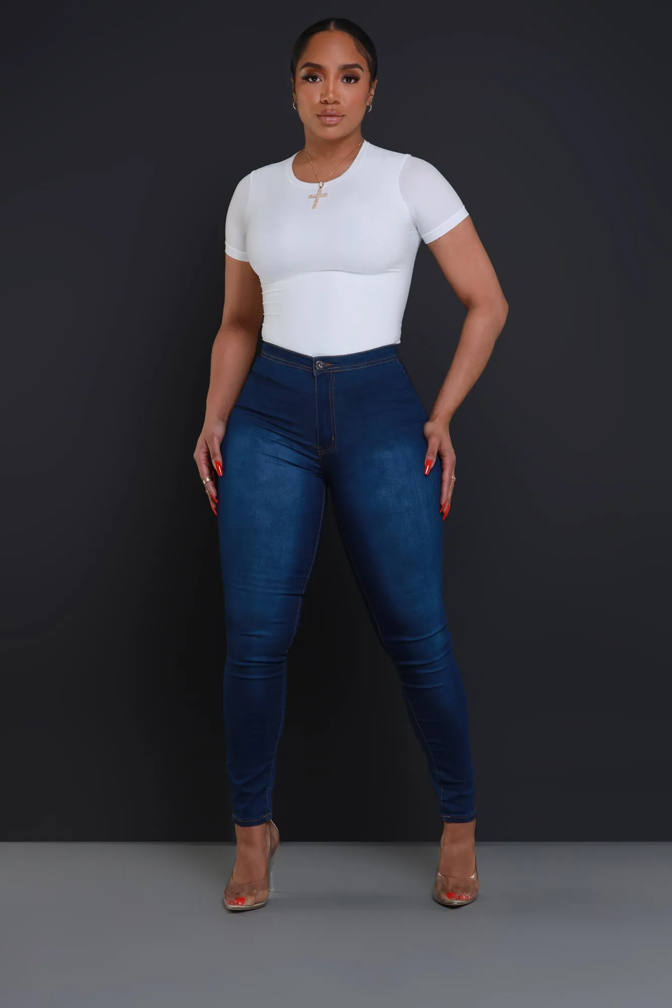 $5 Super Swank High Waist Stretchy Jeans - Medium Wash Denim