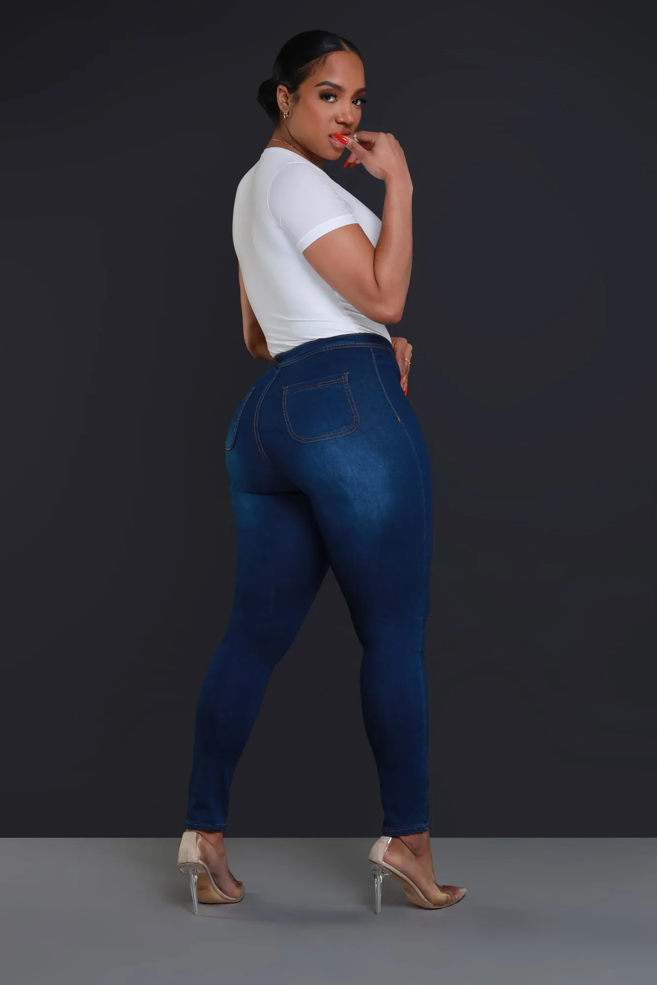 $5 Super Swank High Waist Stretchy Jeans - Medium Wash Denim