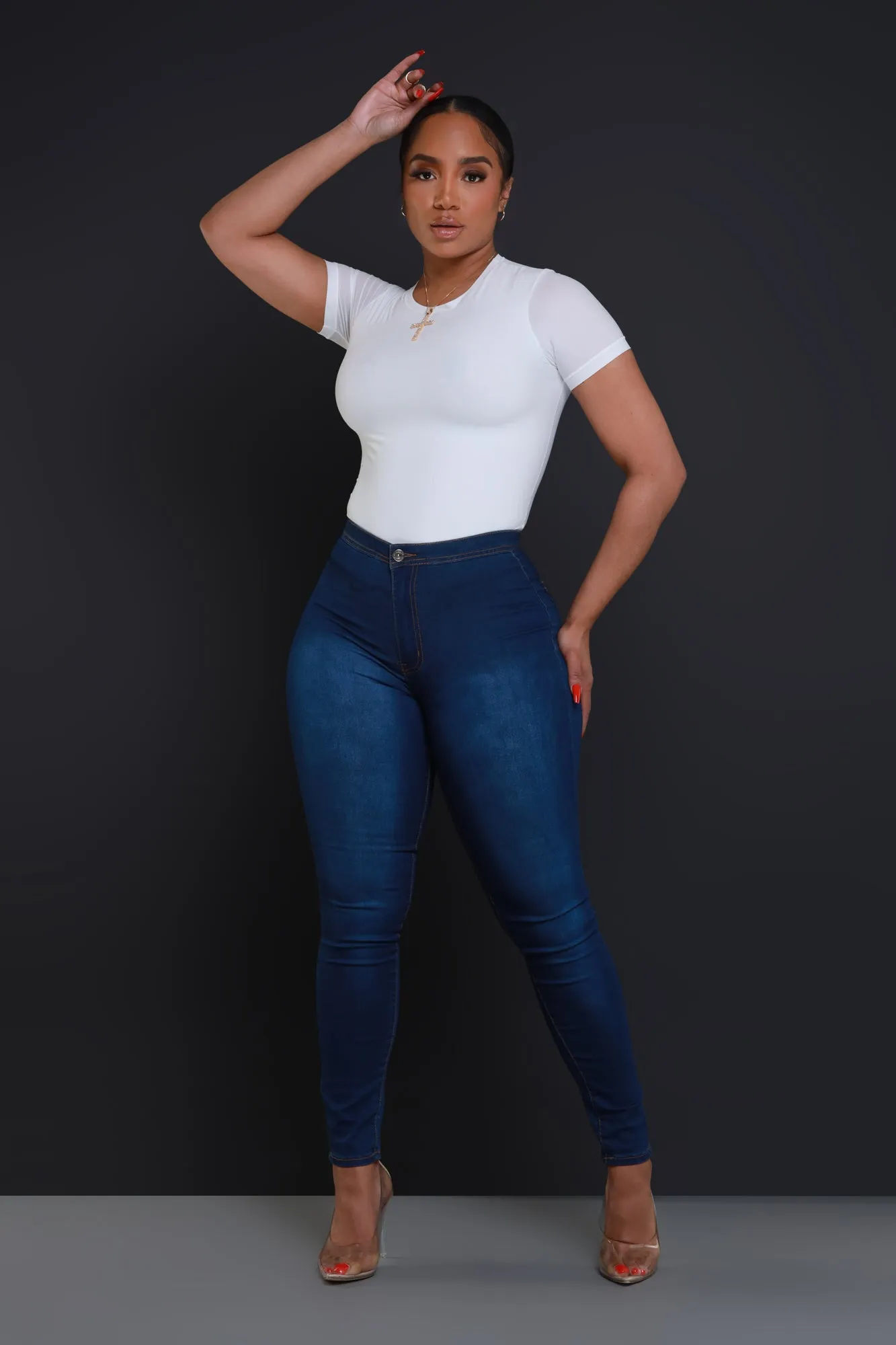 $5 Super Swank High Waist Stretchy Jeans - Medium Wash Denim