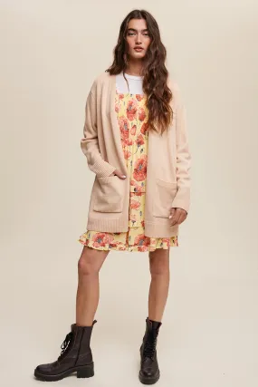 Abby - Classic Soft Knit Cardigan - Wheat