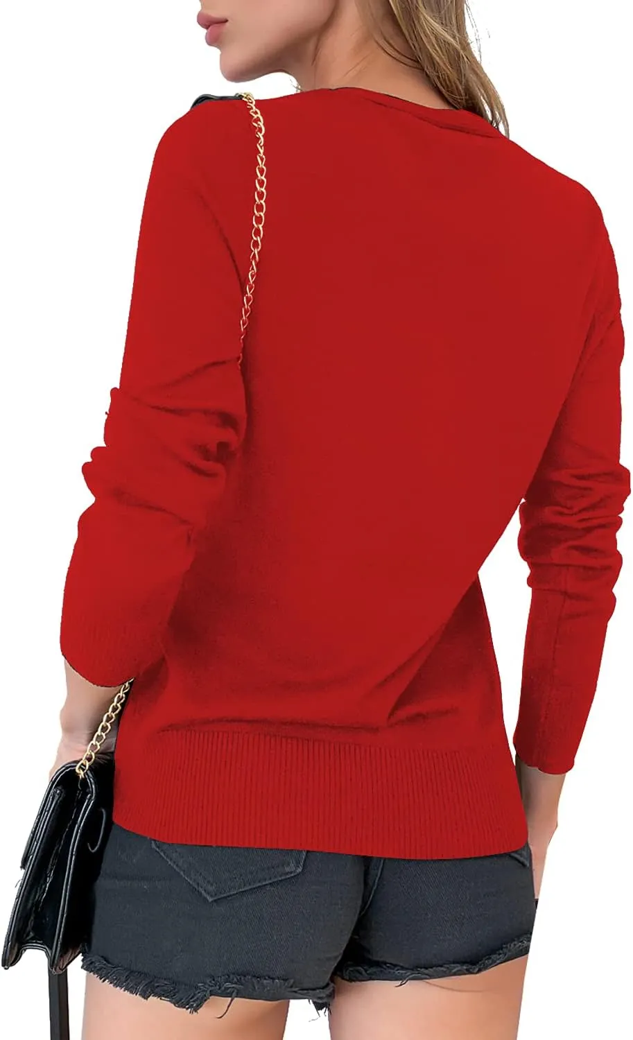 a.Jesdani Women's Button Down Crew Neck Long Sleeve Soft Knit Cardigan Sweaters