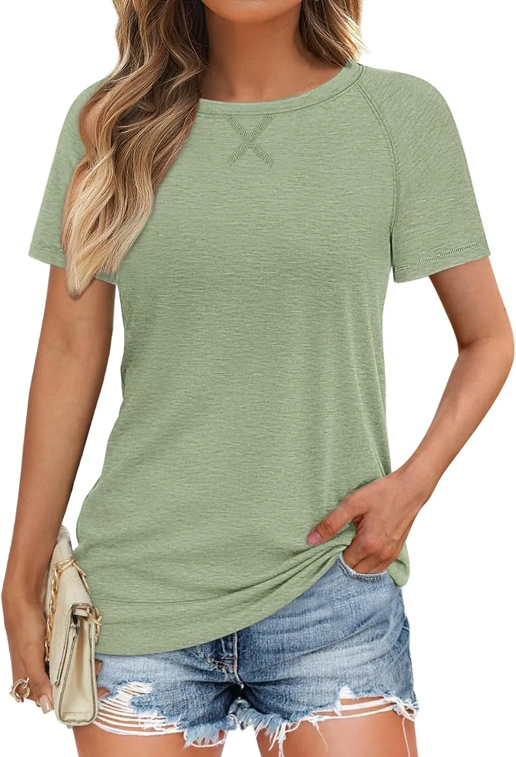 ATHMILE Womens T Shirts Short Sleeve Crewneck Tees Trendy Lightweight Soft Casual Summer Tops 2025