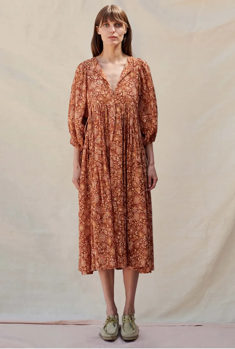 Autumn Florals Midi Dress