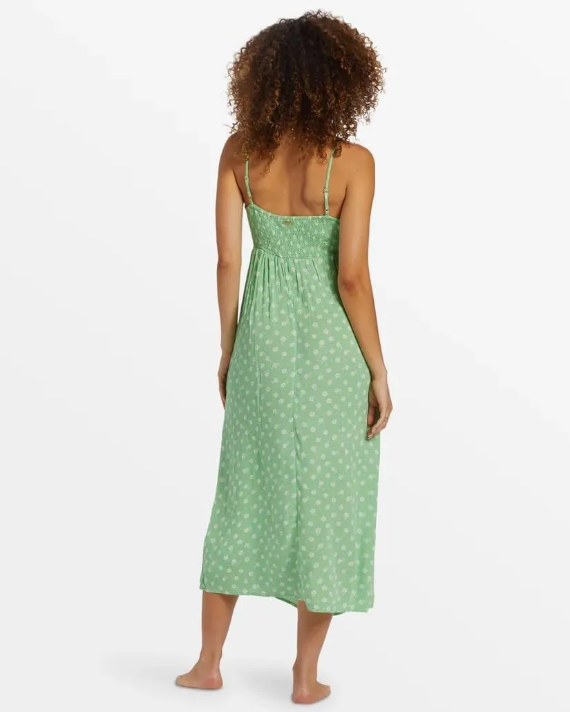 Billabong Summer Shine Midi Dress - Women's Sleeveless Ruffle Detail Faux Wrap Tie Midi Dress