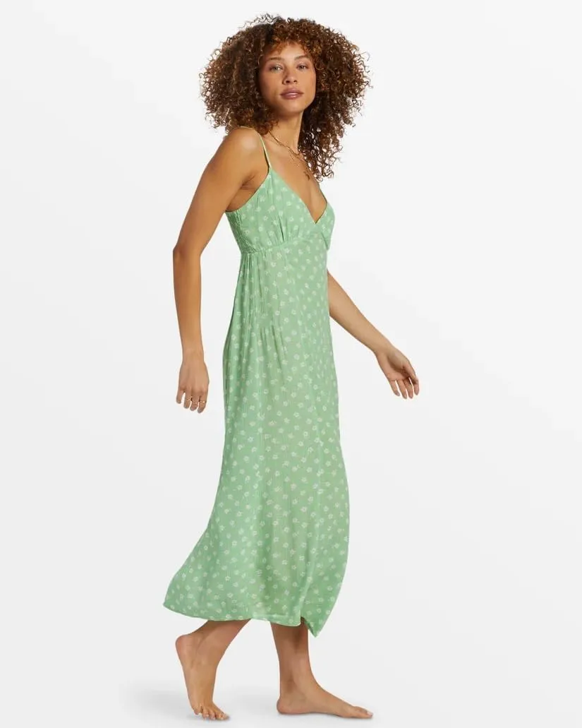 Billabong Summer Shine Midi Dress - Women's Sleeveless Ruffle Detail Faux Wrap Tie Midi Dress