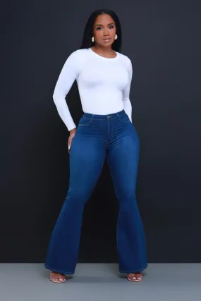Bing High Waist Stretchy Bell Bottom Jeans - Medium Wash
