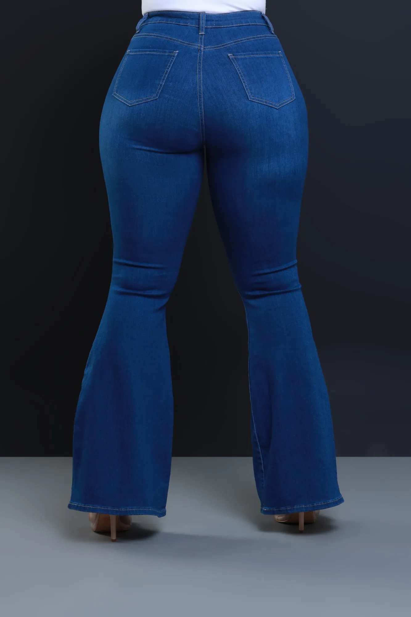 Bing High Waist Stretchy Bell Bottom Jeans - Medium Wash