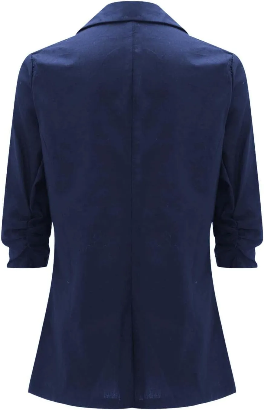 Blazers for Women Turn Down Collar 3/4 Sleeve Casual Coat Cardigan Blouse Business Casual Lightweight Suit