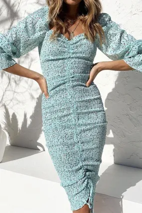 Boho Midi Dress, Smocked Dress, Baby Blue