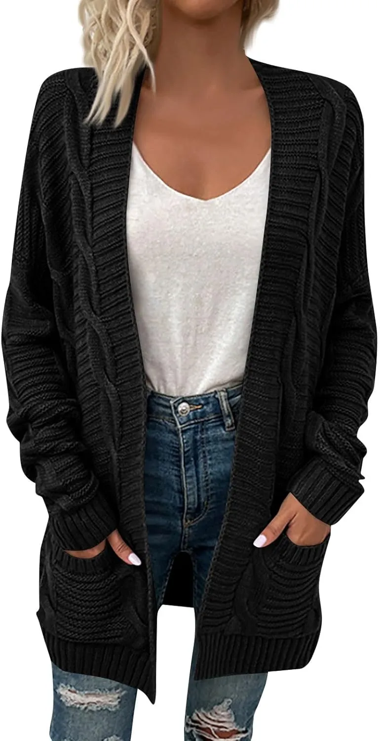 Cardigan Sweaters for Women Lightweight Knitted Open Front Oversized Cardigans Sweater Soft Fall Outfits with Pockets
