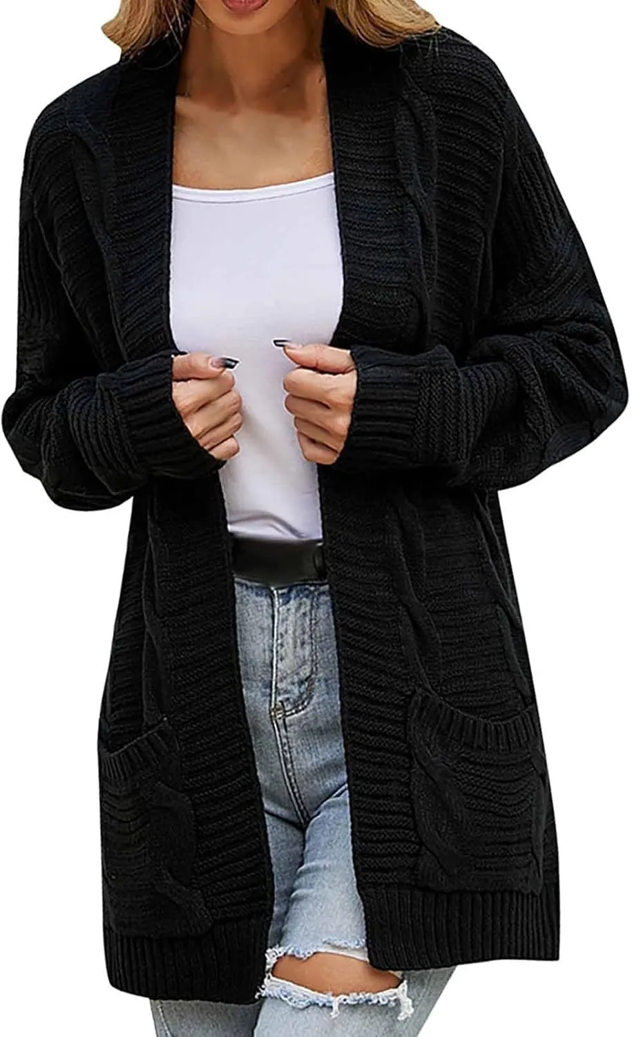 Cardigan Sweaters for Women Lightweight Knitted Open Front Oversized Cardigans Sweater Soft Fall Outfits with Pockets
