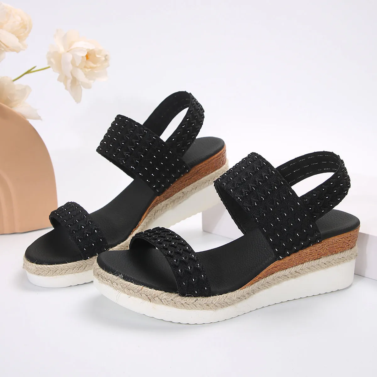 Carol – Summer Wedge Sandals with Peep-toe