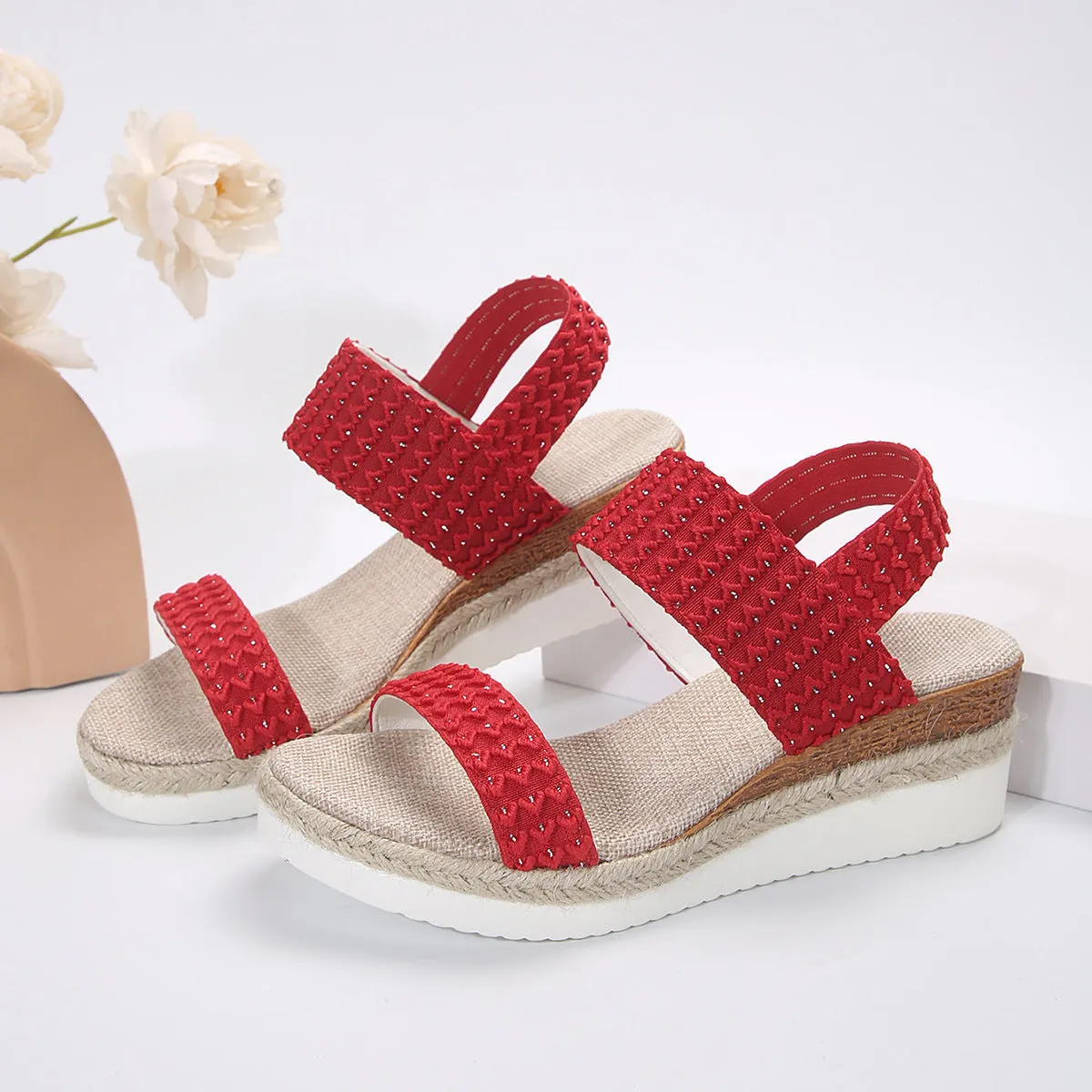 Carol – Summer Wedge Sandals with Peep-toe