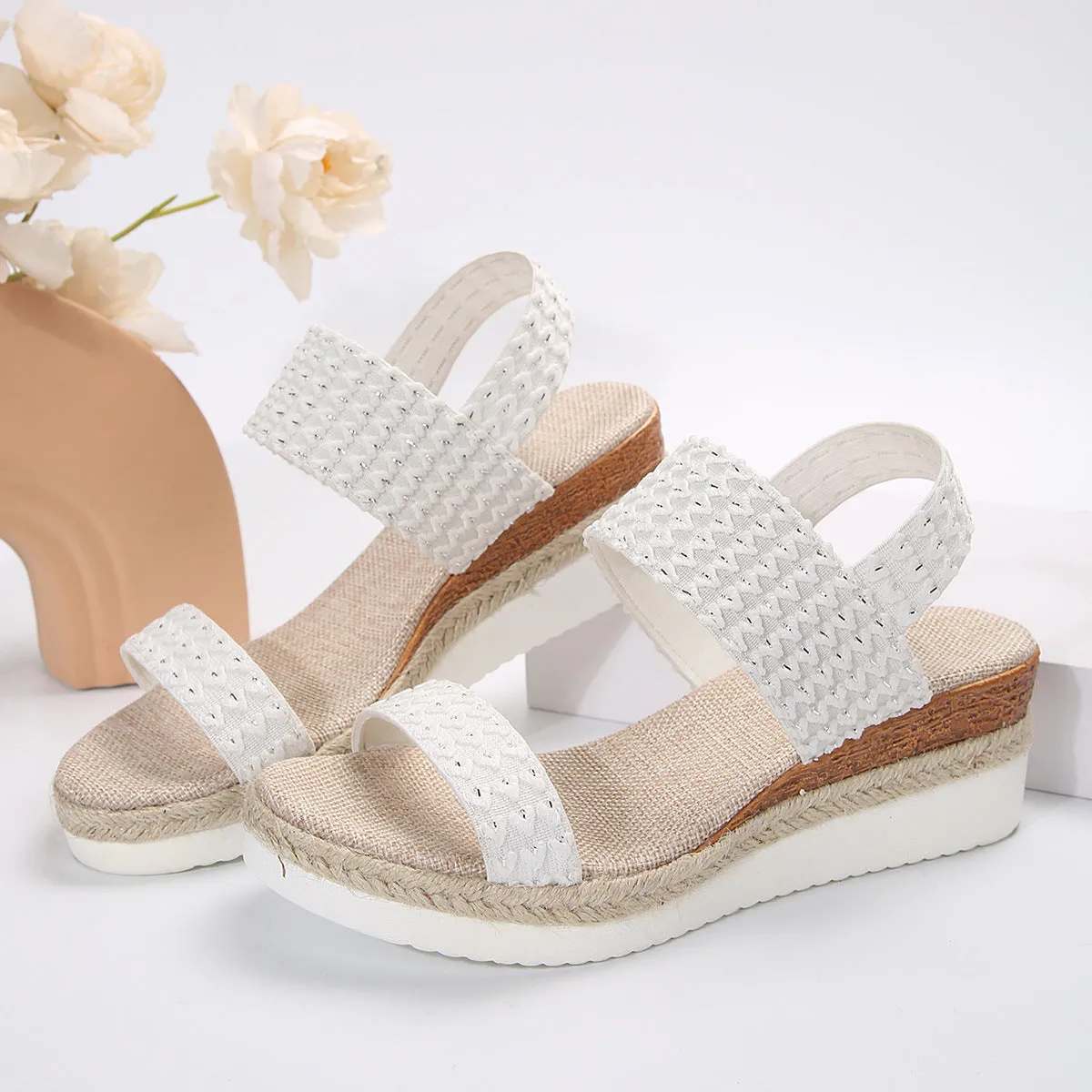 Carol – Summer Wedge Sandals with Peep-toe