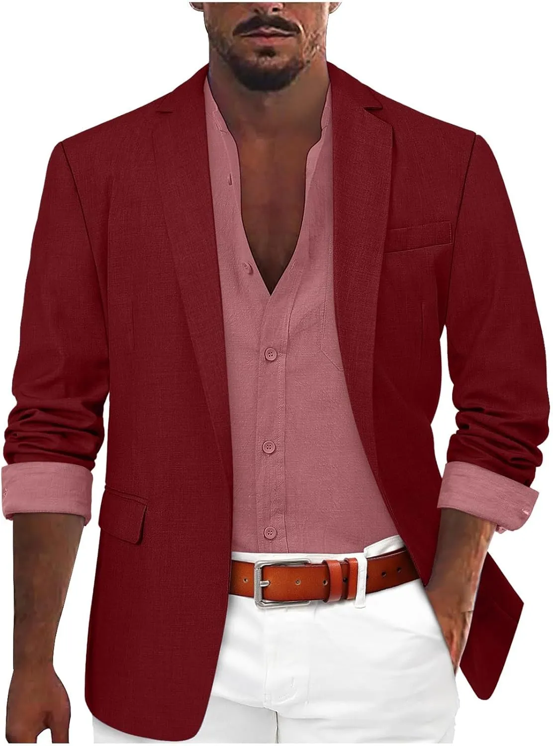 Casual Blazer for Men Slim Fit Lightweight Jacket Casual Sport Coat One Button Suit Jacket for Wedding Business