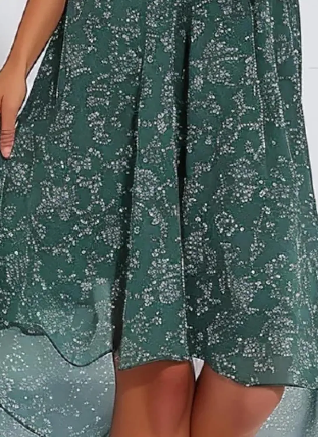 Chic Dot Print Wrap Womens Cocktail Dress V-Neck Short Sleeve Midi Dress and Green Sundresses for Women 2025