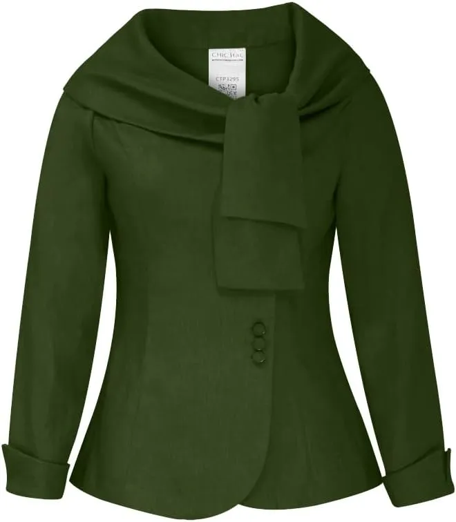 CHIC STAR Womens Linen Portrait Collar Blazer