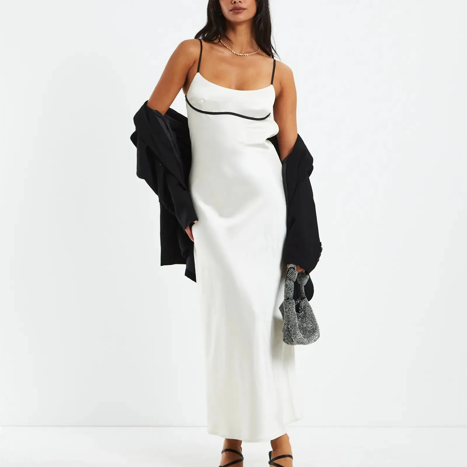 Chic Summer Backless Lace-up Sling Long Dress^