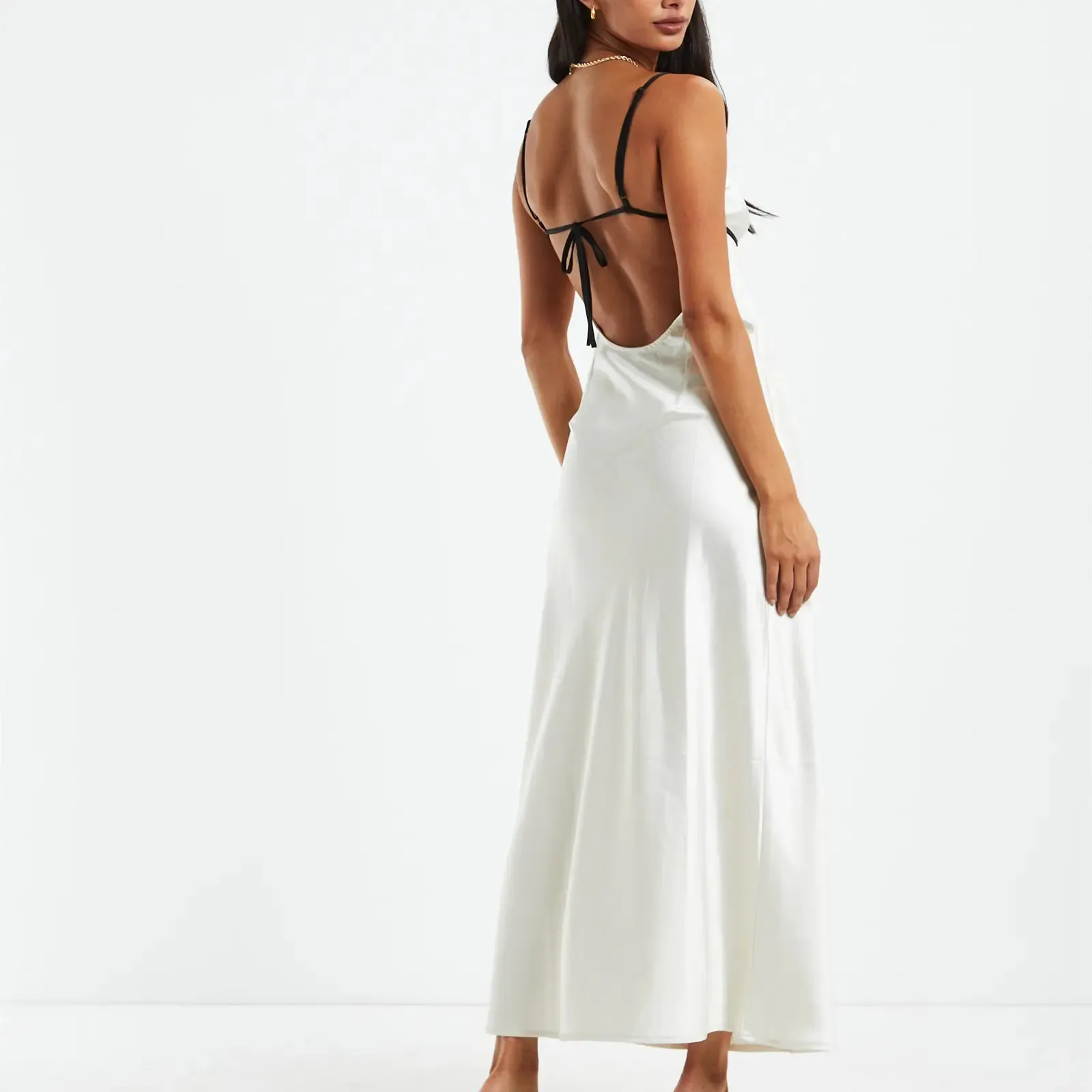 Chic Summer Backless Lace-up Sling Long Dress^