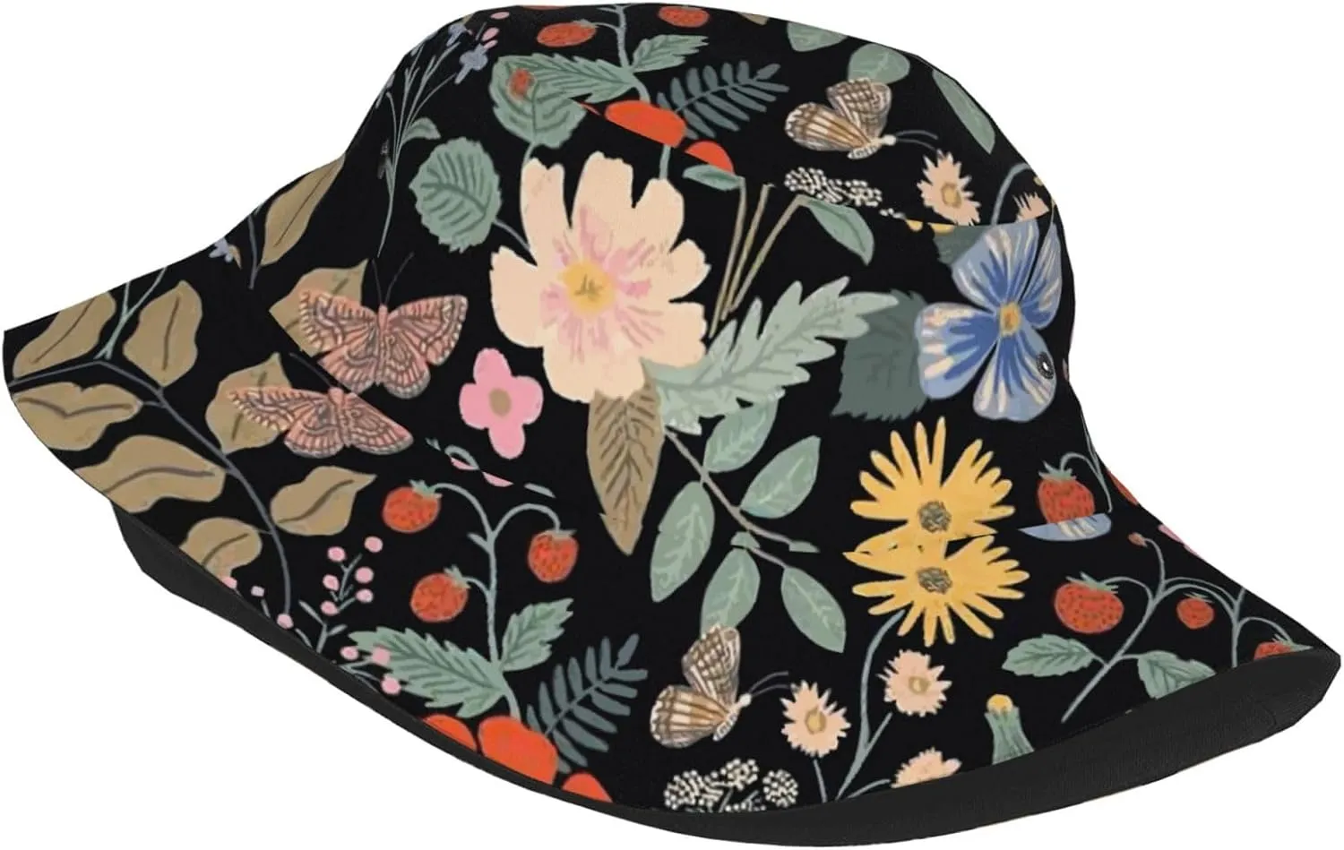 Chic Wildflowers Bucket Hat Summer Packable Fisherman Cap Beach Travel Sun Hat for Unisex Men Women