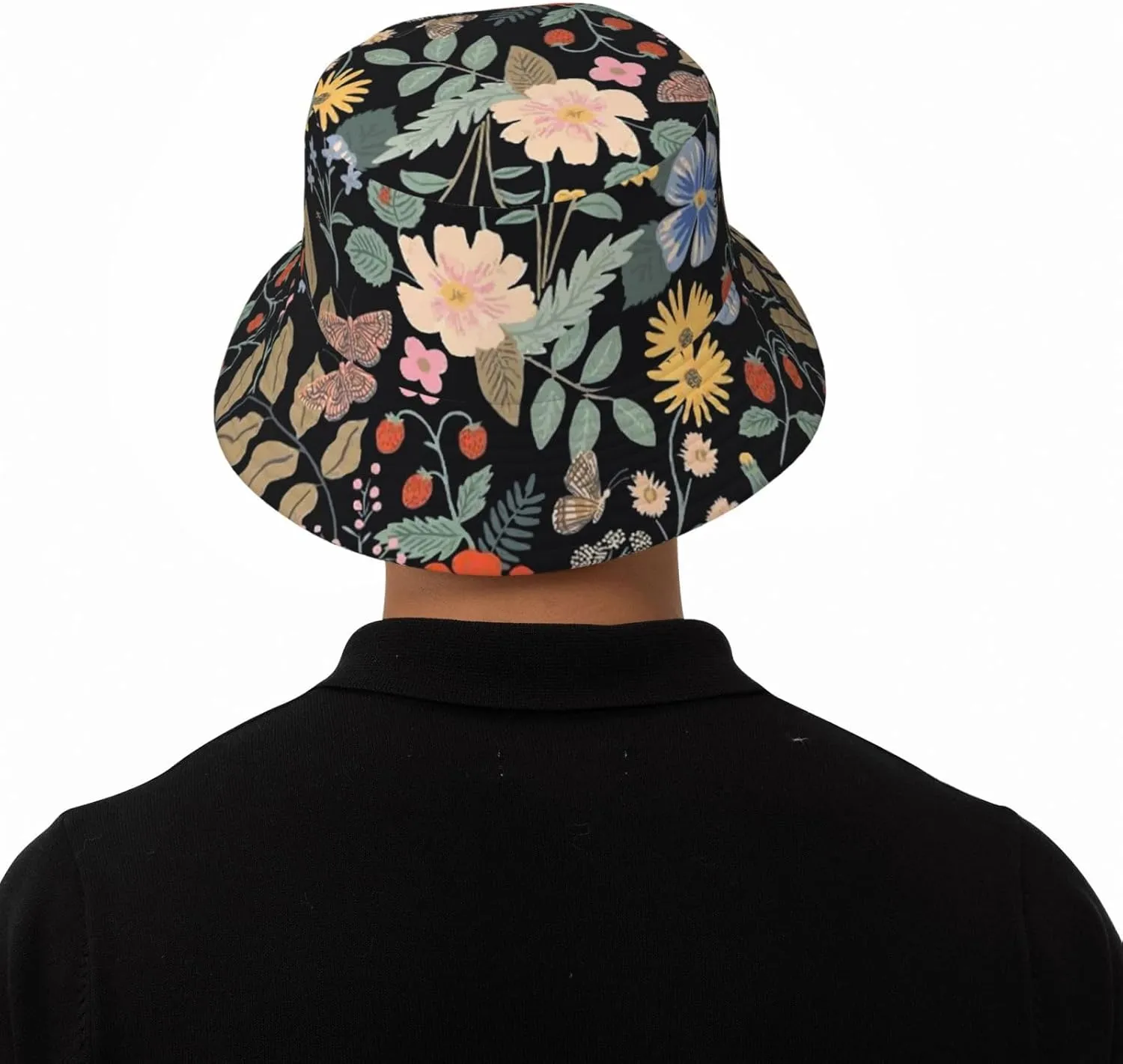 Chic Wildflowers Bucket Hat Summer Packable Fisherman Cap Beach Travel Sun Hat for Unisex Men Women