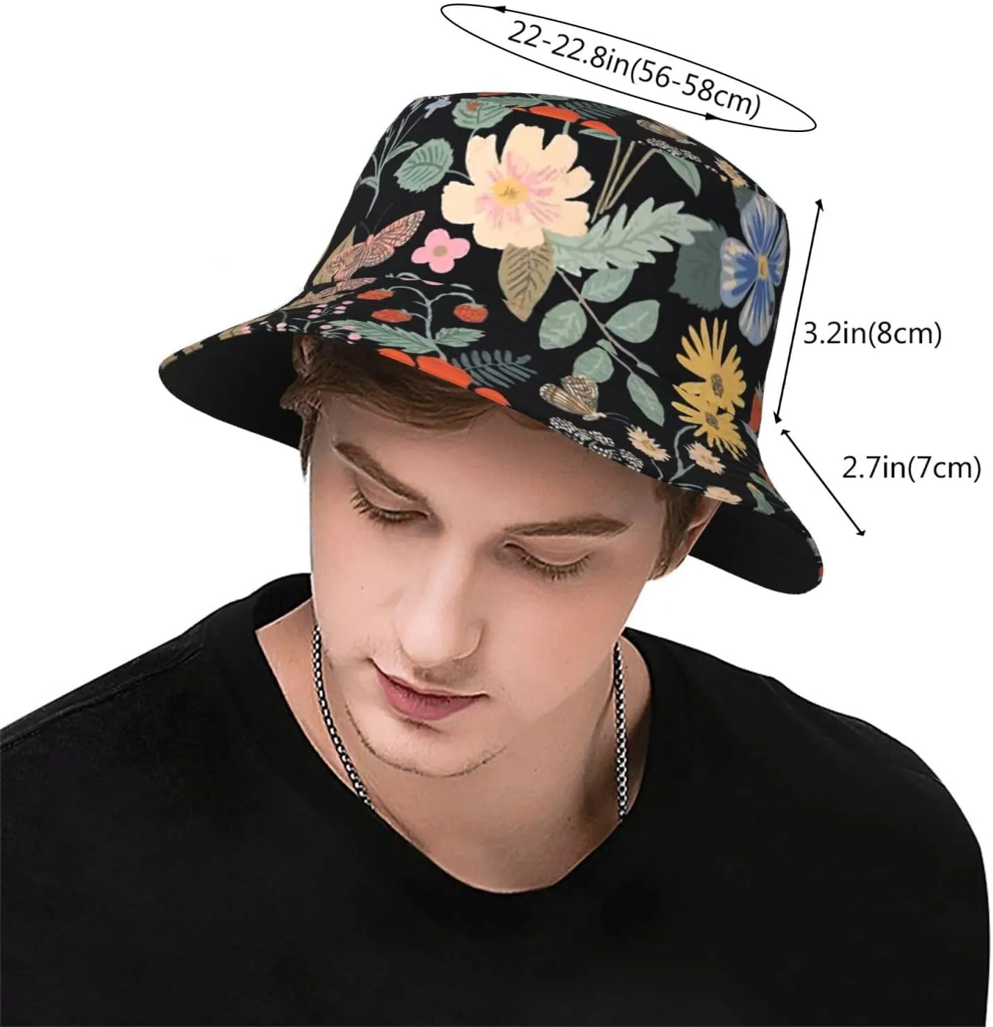 Chic Wildflowers Bucket Hat Summer Packable Fisherman Cap Beach Travel Sun Hat for Unisex Men Women