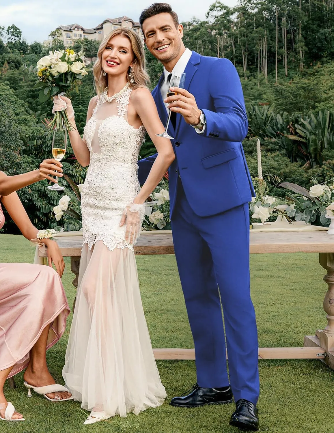 COOFANDY Men's 2 Piece Suits Classic Fit 2 Button Dress Suits Tuxedo Jacket Blazer for Wedding Business Dinner Prom