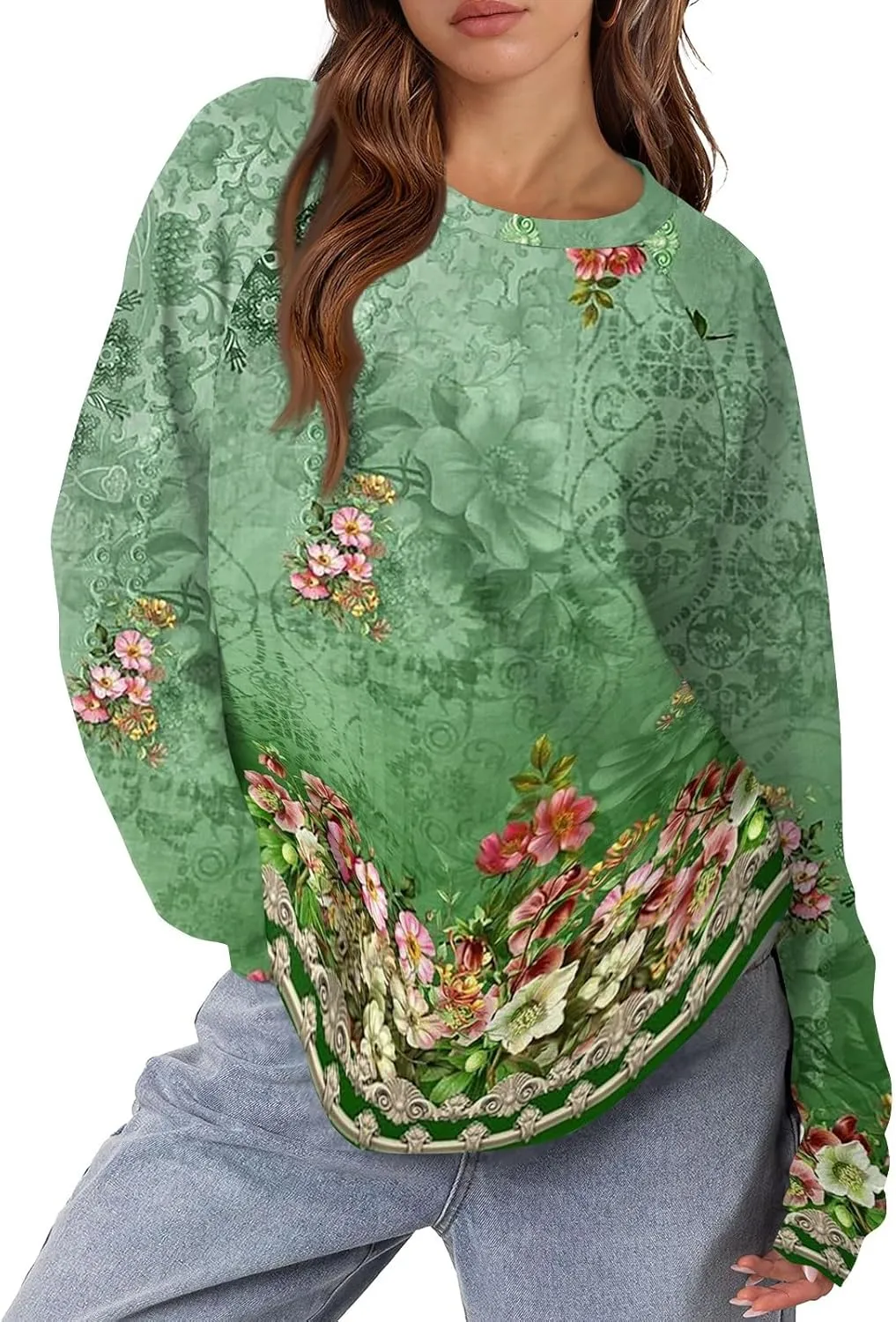 Crewneck Sweatshirts For Women Trendy Crewneck Long Sleeve Shirts Womens Comfy Fall Fashion 2024 Tops Hoodies