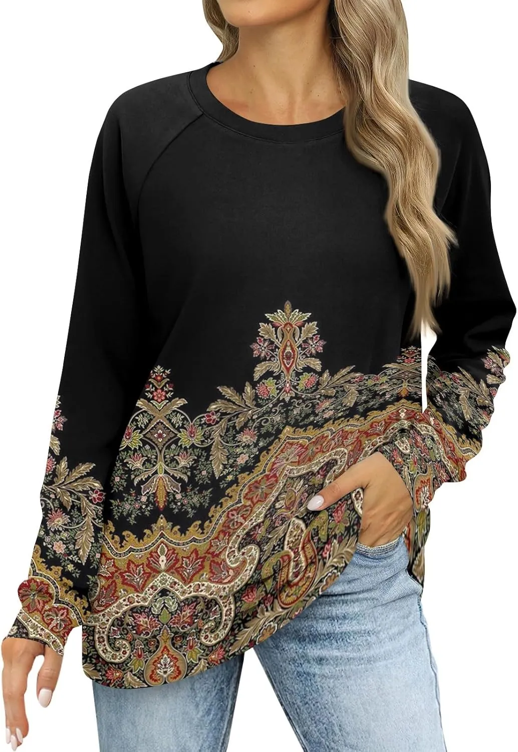 Crewneck Sweatshirts For Women Trendy Crewneck Long Sleeve Shirts Womens Comfy Fall Fashion 2024 Tops Hoodies