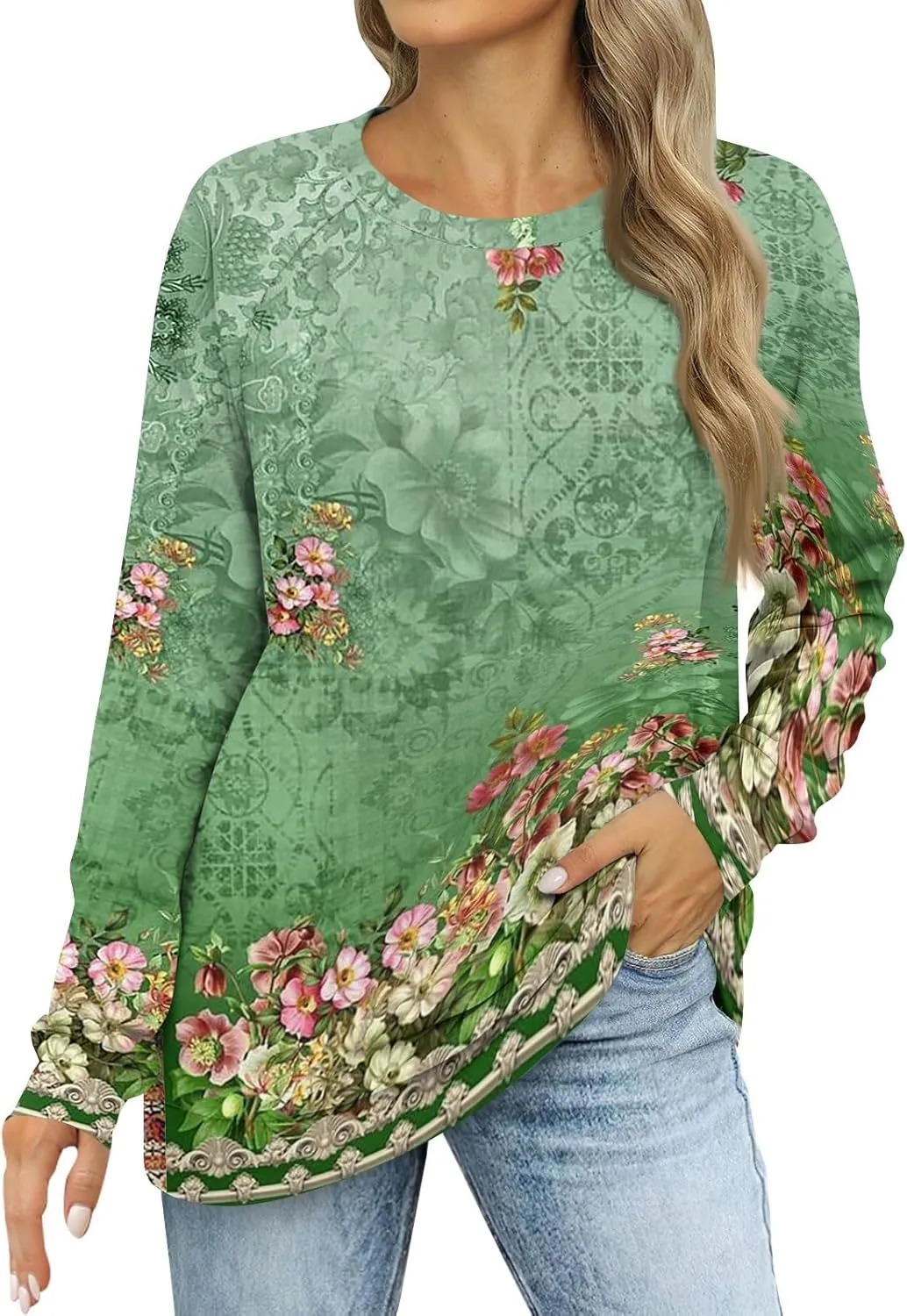 Crewneck Sweatshirts For Women Trendy Crewneck Long Sleeve Shirts Womens Comfy Fall Fashion 2024 Tops Hoodies