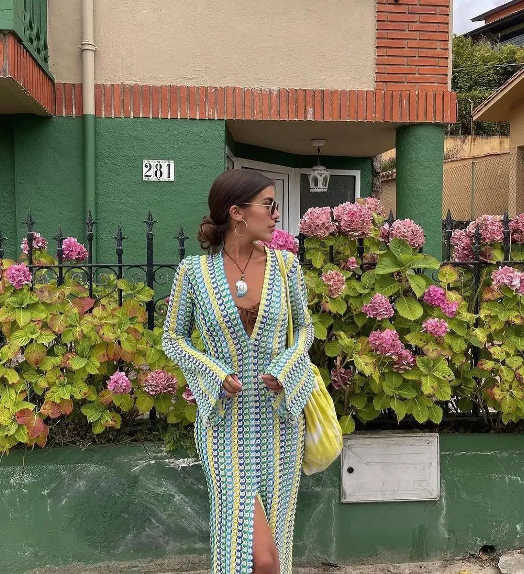 Crochet Stripe Maxi Dress: Vibrant Beach Chic Style
