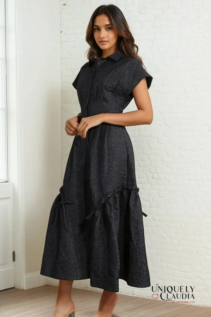 Deadre Roses Embossed Midi Dress