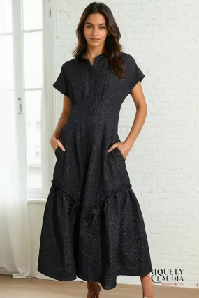 Deadre Roses Embossed Midi Dress