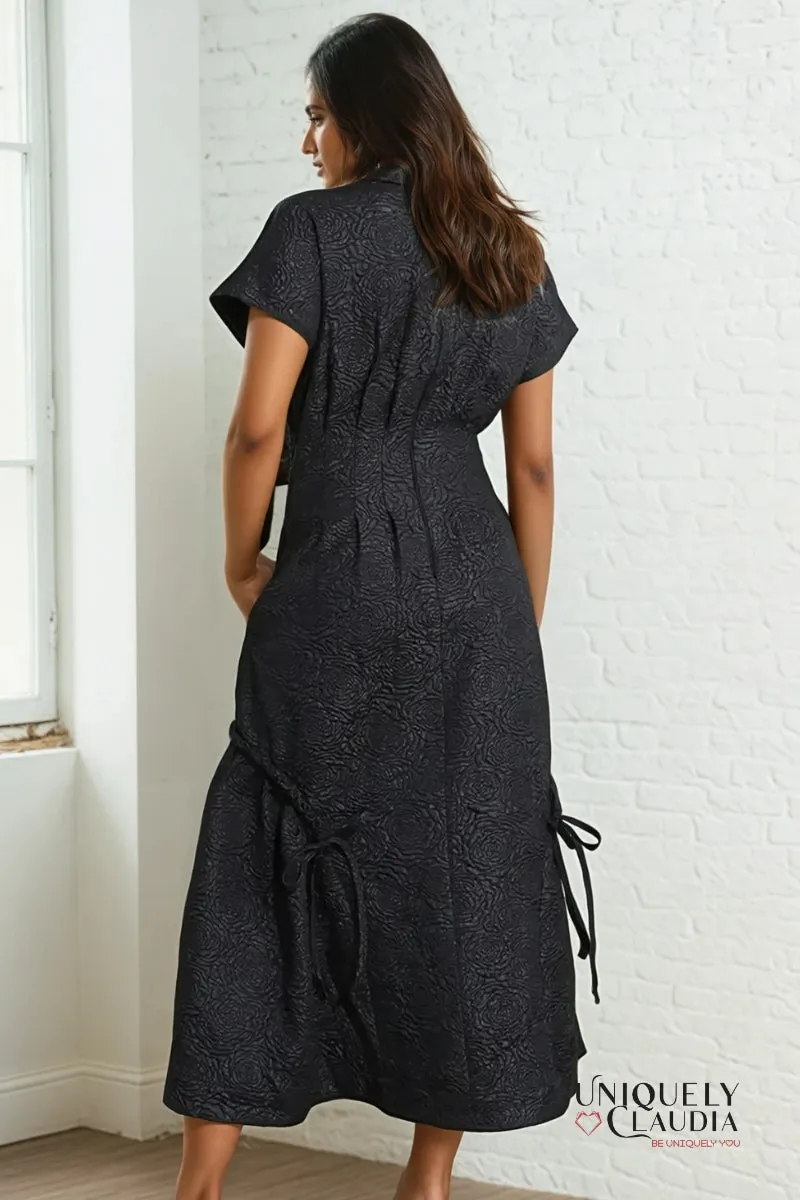 Deadre Roses Embossed Midi Dress